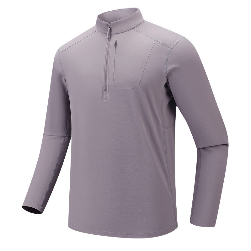 Herren Funktionelles Langarm-Trainingstop mit Stehkragen und Reißverschluss-Ärmeltasche Shop Nory
