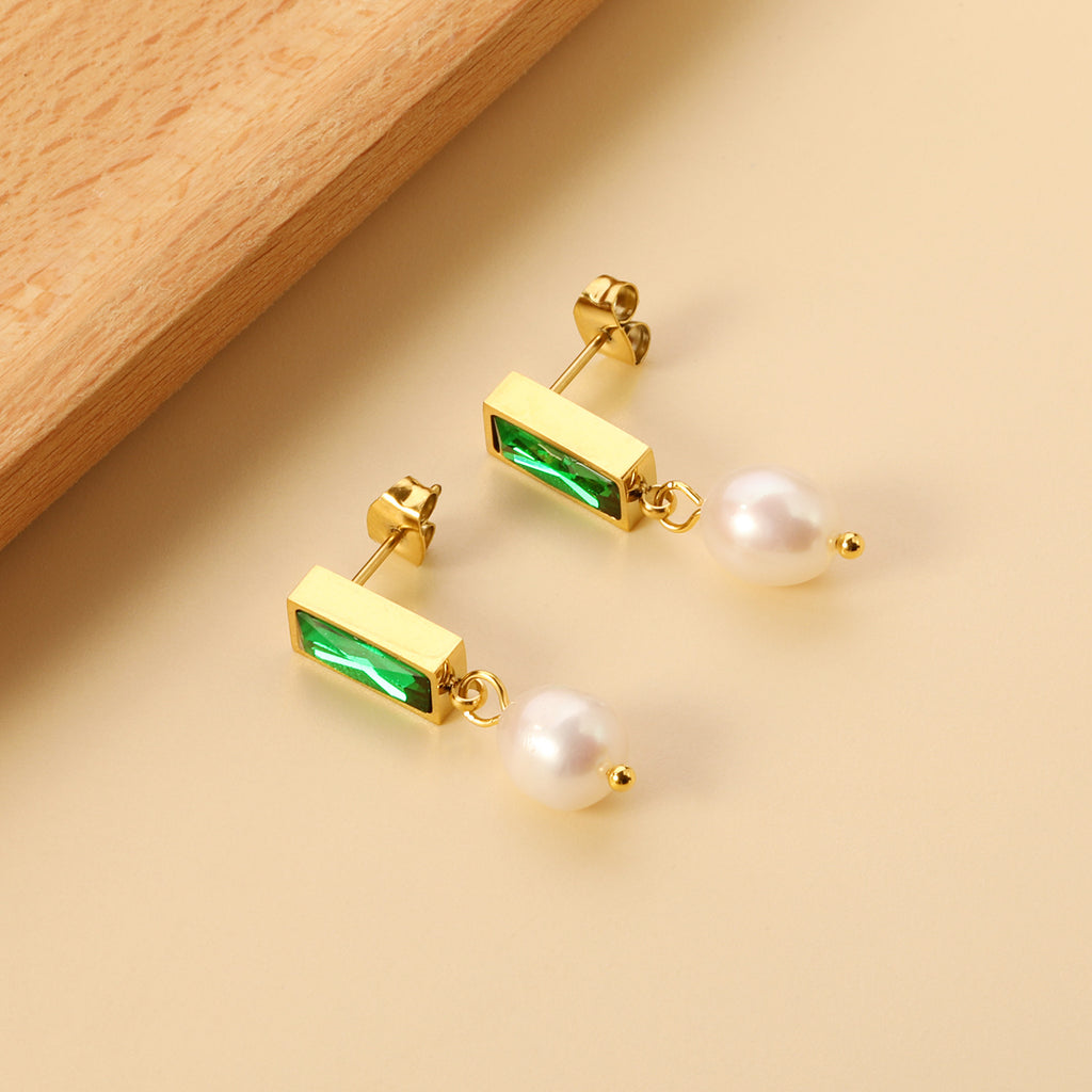 Damen Ohrringe mit elegantem Kristall- und Perlenanhänger Shop Nory