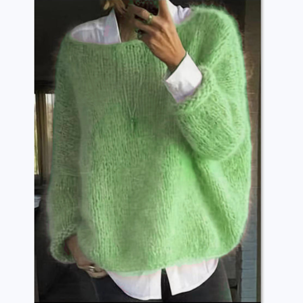 Damen Kuscheliger Oversized Pullover mit U-Boot-Ausschnitt