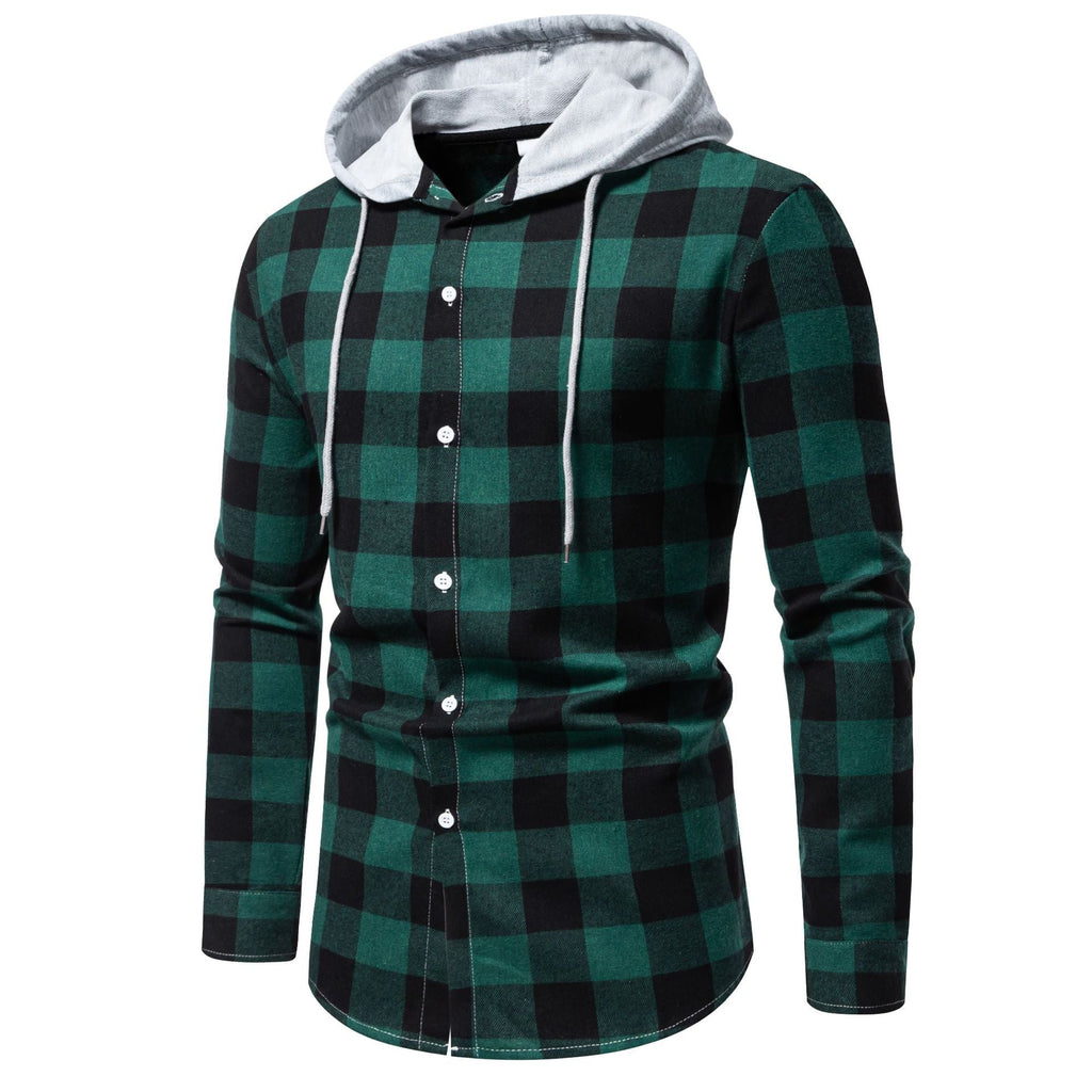 Herren Karo-Hemdjacke mit Kapuze und modernem Schnitt