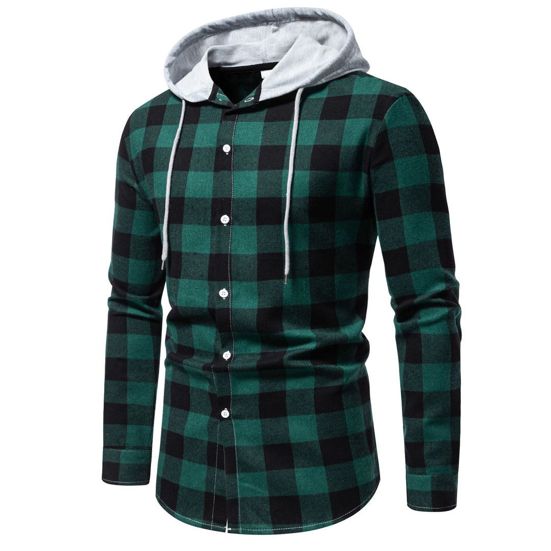 Herren Karo-Hemdjacke mit Kapuze und modernem Schnitt