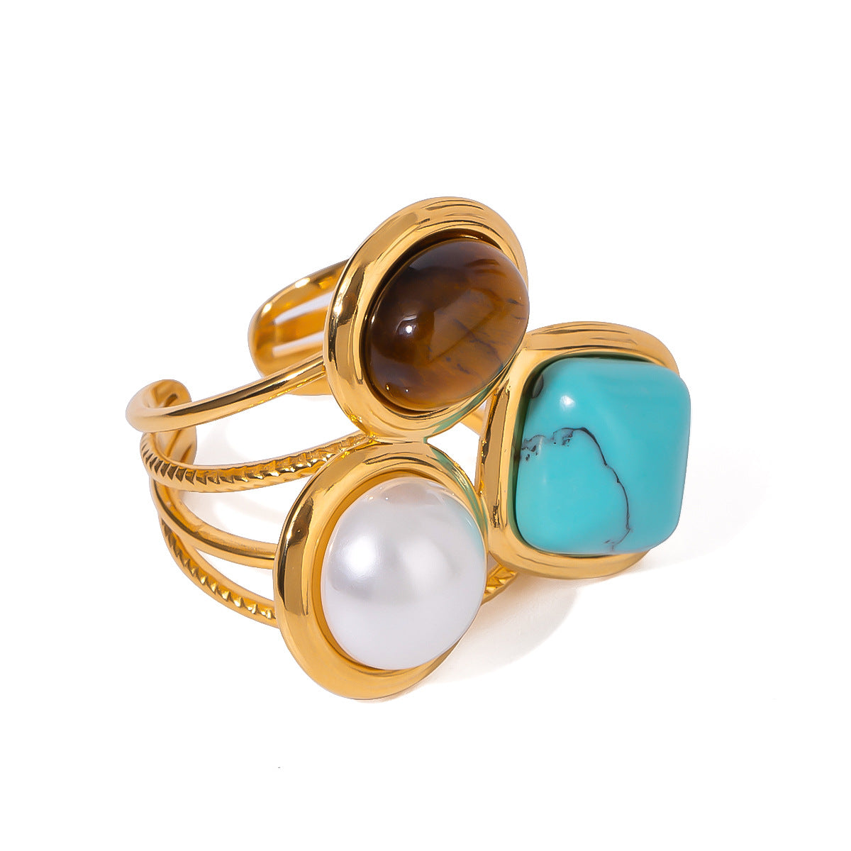 Damen Offenes Ringarmband mit drei funkelnden Edelstein-Akzenten Shop Nory