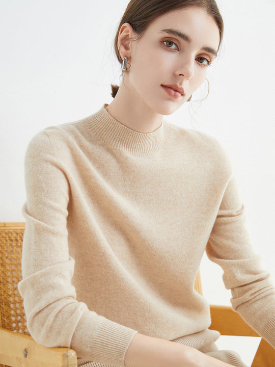 Damen Kurz-Mockneck-Pullover aus Kaschmir‑Look mit leichter Flauschoptik Shop Nory
