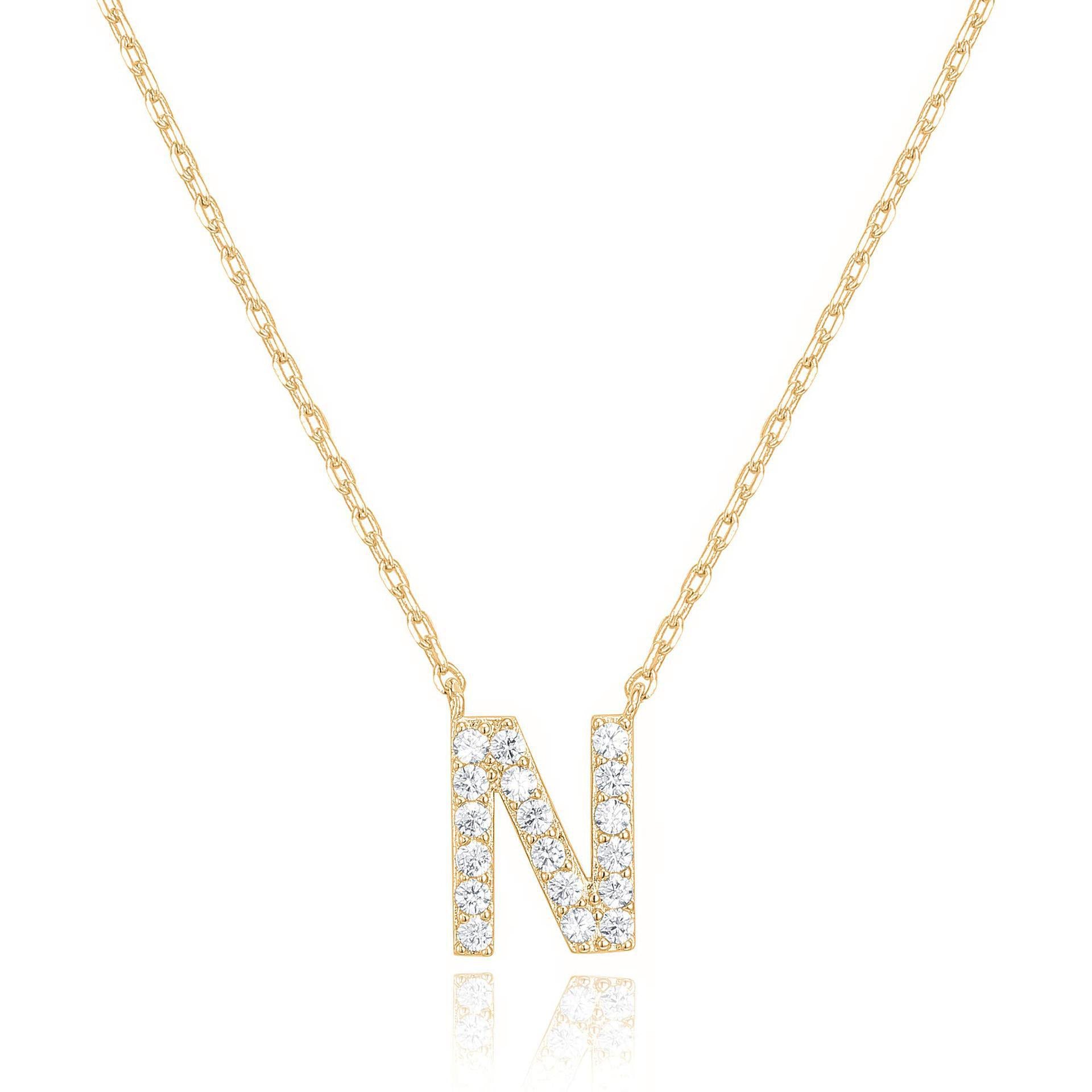 Damen Halskette mit funkelndem Buchstabenanhänger Shop Nory