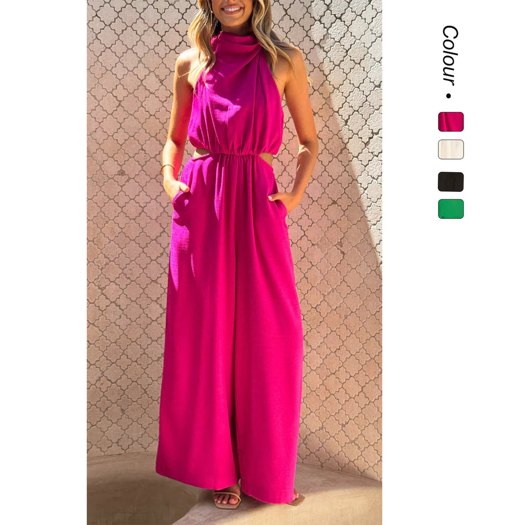 Damen Jumpsuit mit seitlichen Cut-Outs und komfortablem Weitbein-Design Shopnory