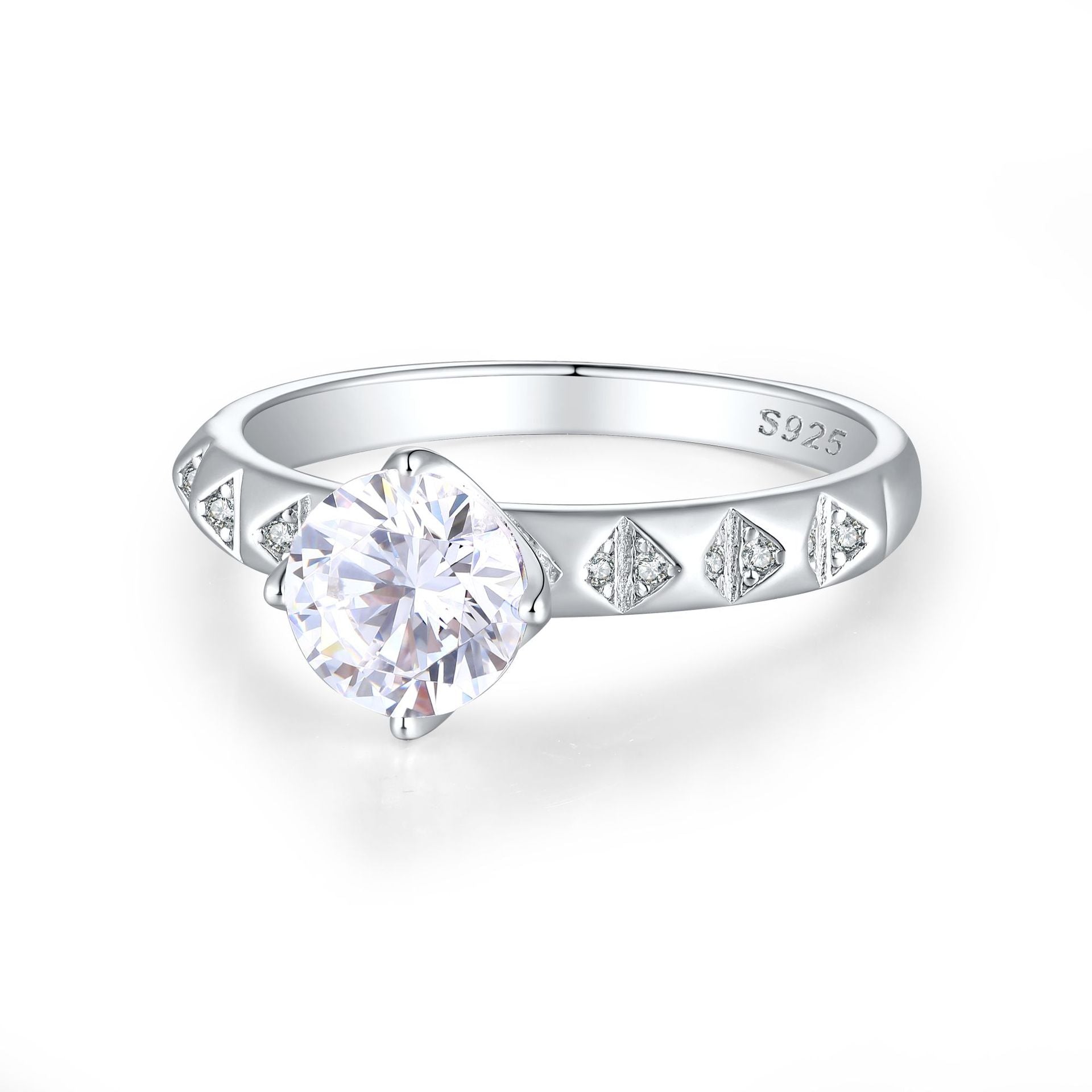Damen eleganter Verlobungsring mit funkelndem Zirkonia-Besatz Shop Nory
