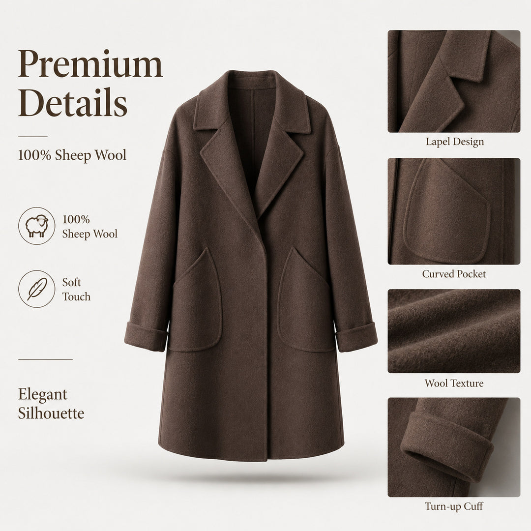 Damen Eleganter Wollmantel mit weit geschnittenem Design Shop Nory