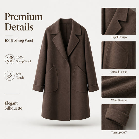 Damen Eleganter Wollmantel mit weit geschnittenem Design Shop Nory