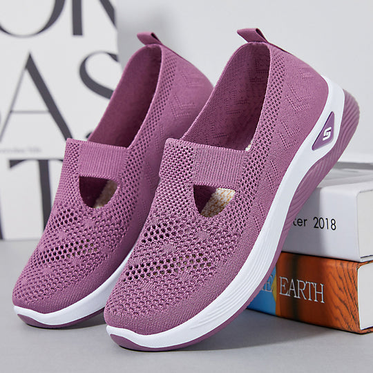 Damen nan leichter gestrickter Slipper-Sneaker mit elastischem Mittelriemen und ergonomischer Memory-Komfortsohle Shop Nory