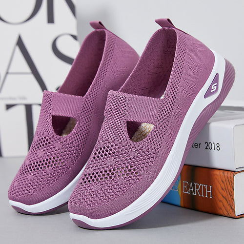 Damen nan leichter gestrickter Slipper-Sneaker mit elastischem Mittelriemen und ergonomischer Memory-Komfortsohle Shop Nory