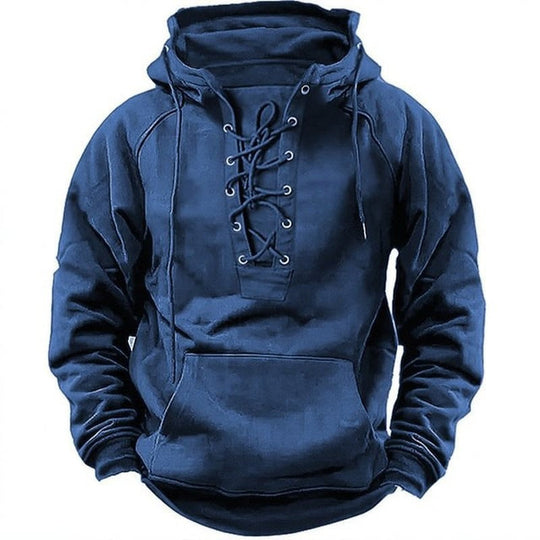 Herren Kapuzenpullover mit modernem Schnürdesign und weichem Innenfutter