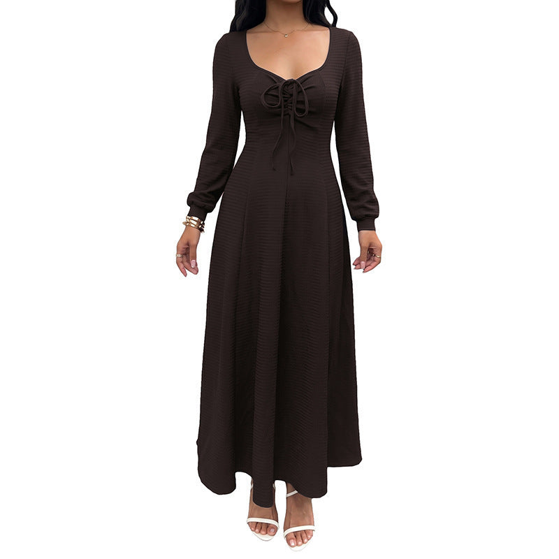 Damen Modisches Maxikleid mit gerafftem Ausschnitt Shop Nory