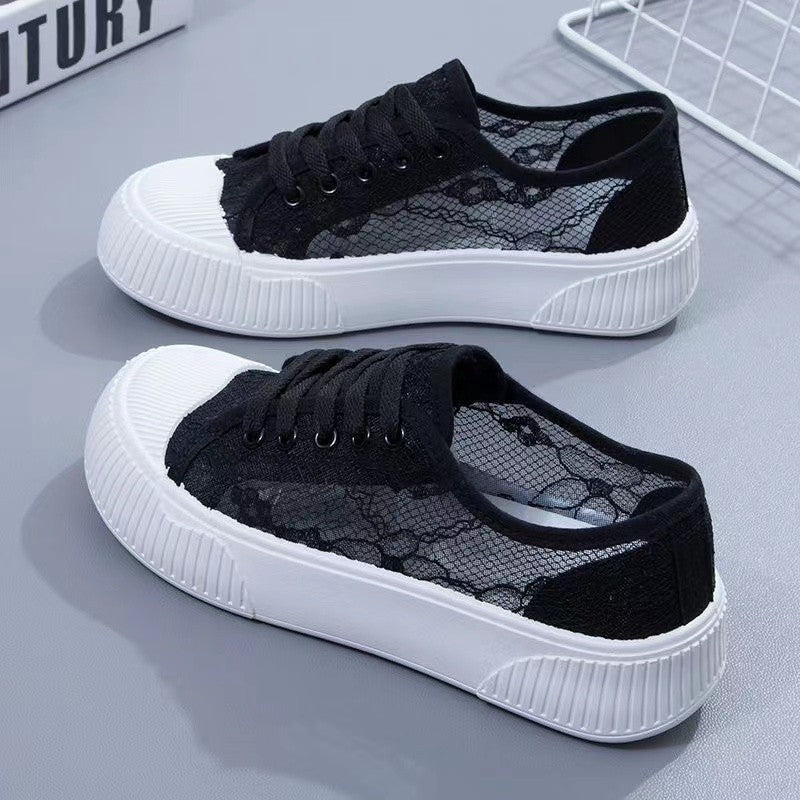 Damen Sneakers mit eleganter Spitzenoptik und komfortabler Polsterung