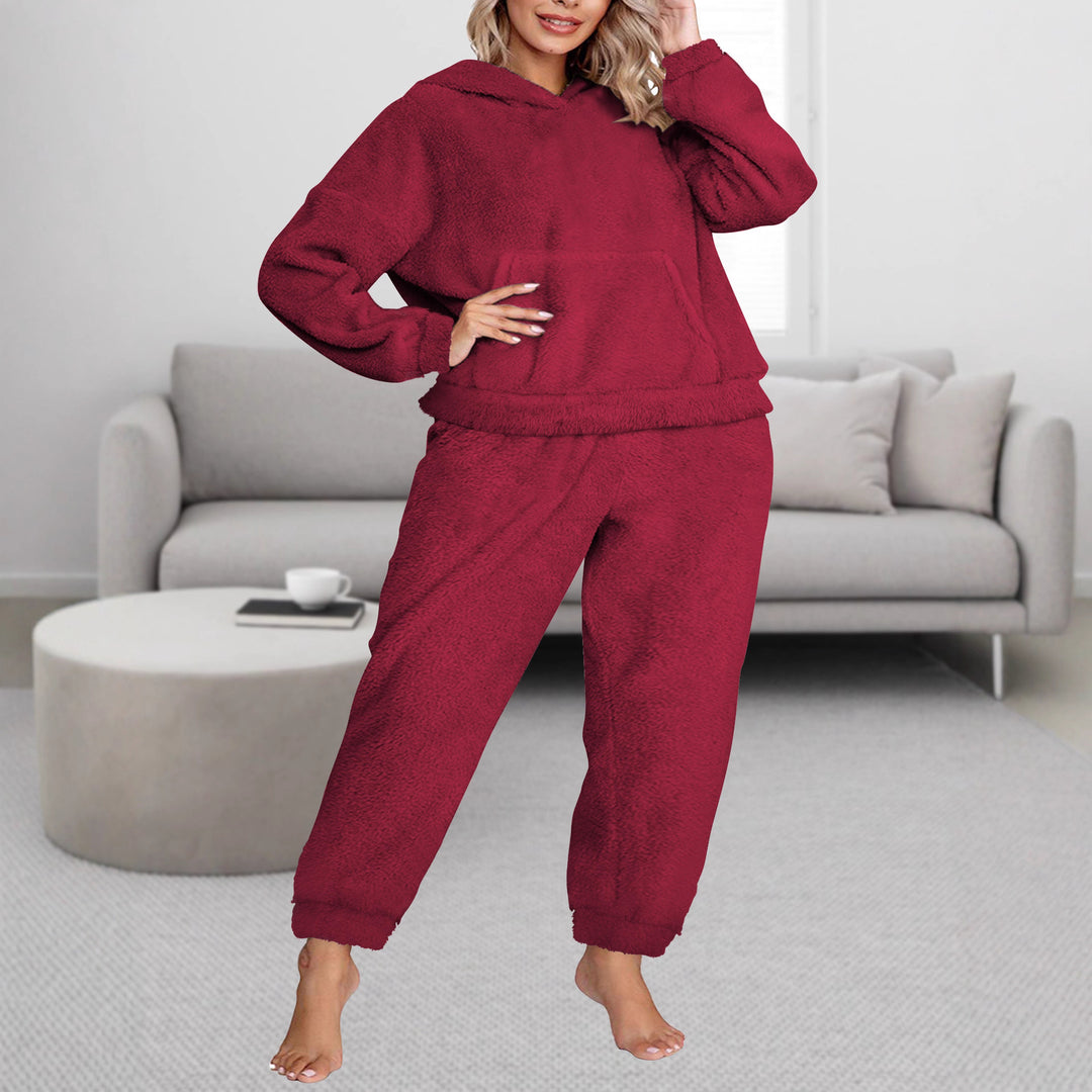 Damen Kuscheliges Teddy-Fleece Lounge-Set mit Kapuzenpullover und Jogginghose Shopy Nory