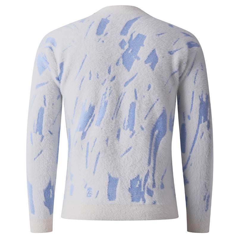 Herren Strukturierter Mockneck-Pullover mit abstraktem Brush-Pattern Shop Nory
