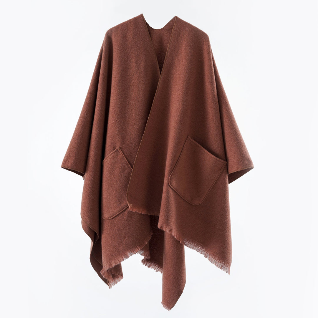 Damen Oversize-Capeponcho aus Wollmix mit Kapuze und Eingrifftaschen Shop Nory