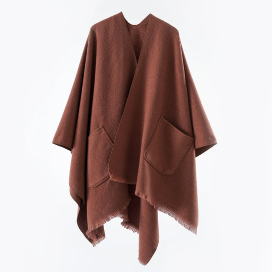 Damen Oversize-Capeponcho aus Wollmix mit Kapuze und Eingrifftaschen Shop Nory