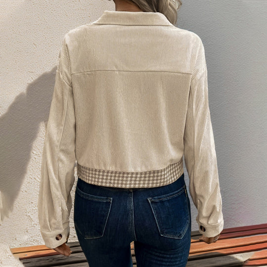 Damen Modische Cordjacke mit Karomuster Shop Nory