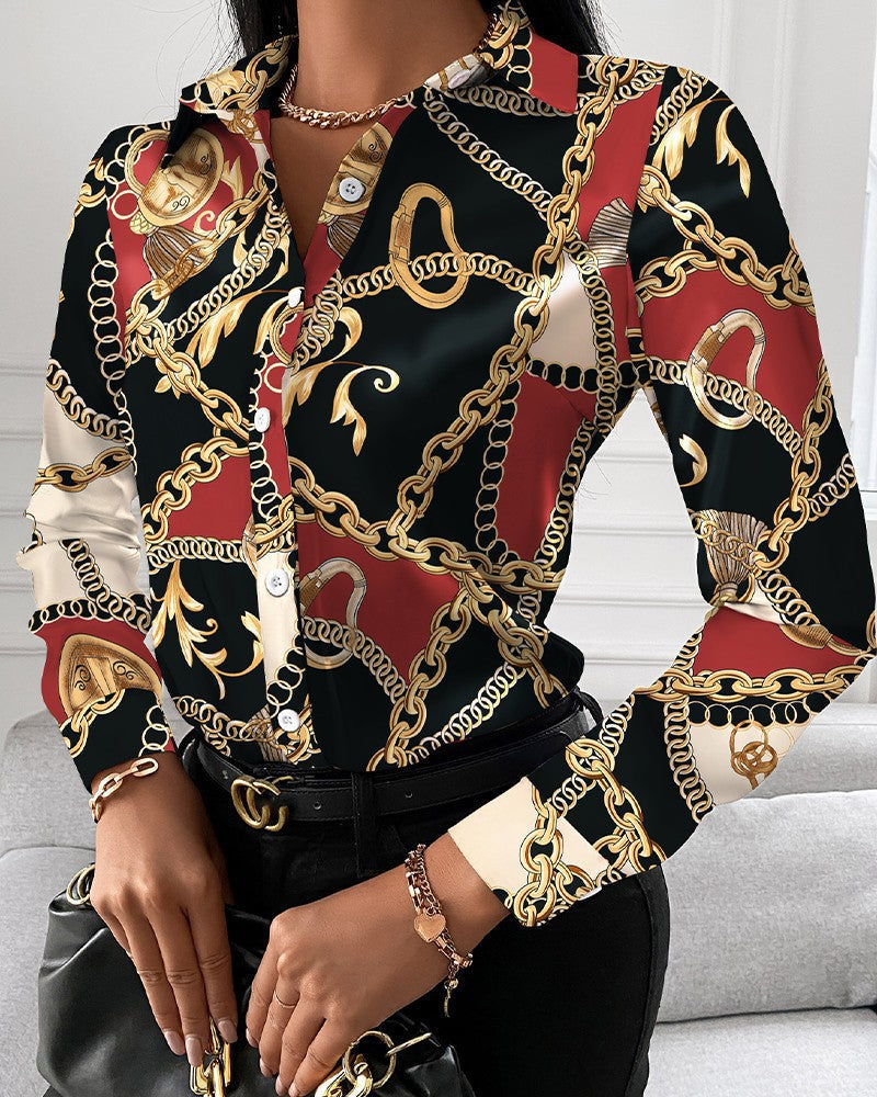 Damen Bluse mit elegantem Kettenmuster