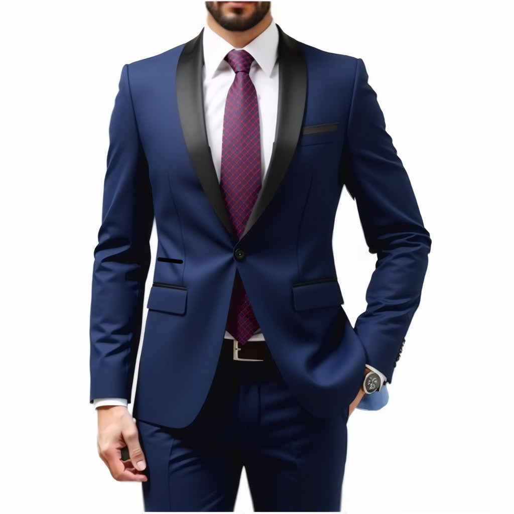 Herren Schmal geschnittener Smokinganzug mit Schalkragen und Ein-Knopf-Sakko Shop Nory
