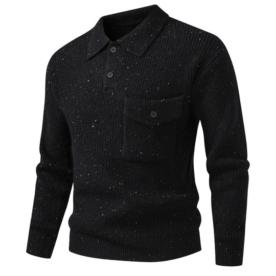 Herren Polokragen-Pullover aus Rippenstrick mit aufgesetzter Brusttasche Shop Nory