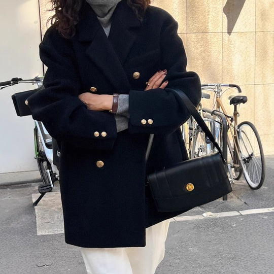 Damen Modischer Oversized-Blazer mit goldenen Knöpfen Shop Nory