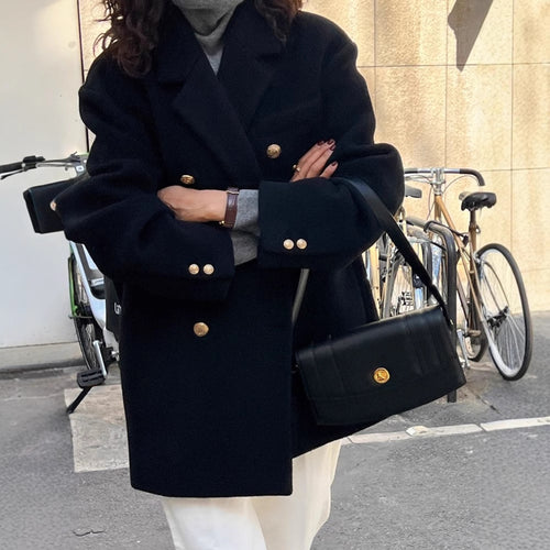 Damen Modischer Oversized-Blazer mit goldenen Knöpfen Shop Nory