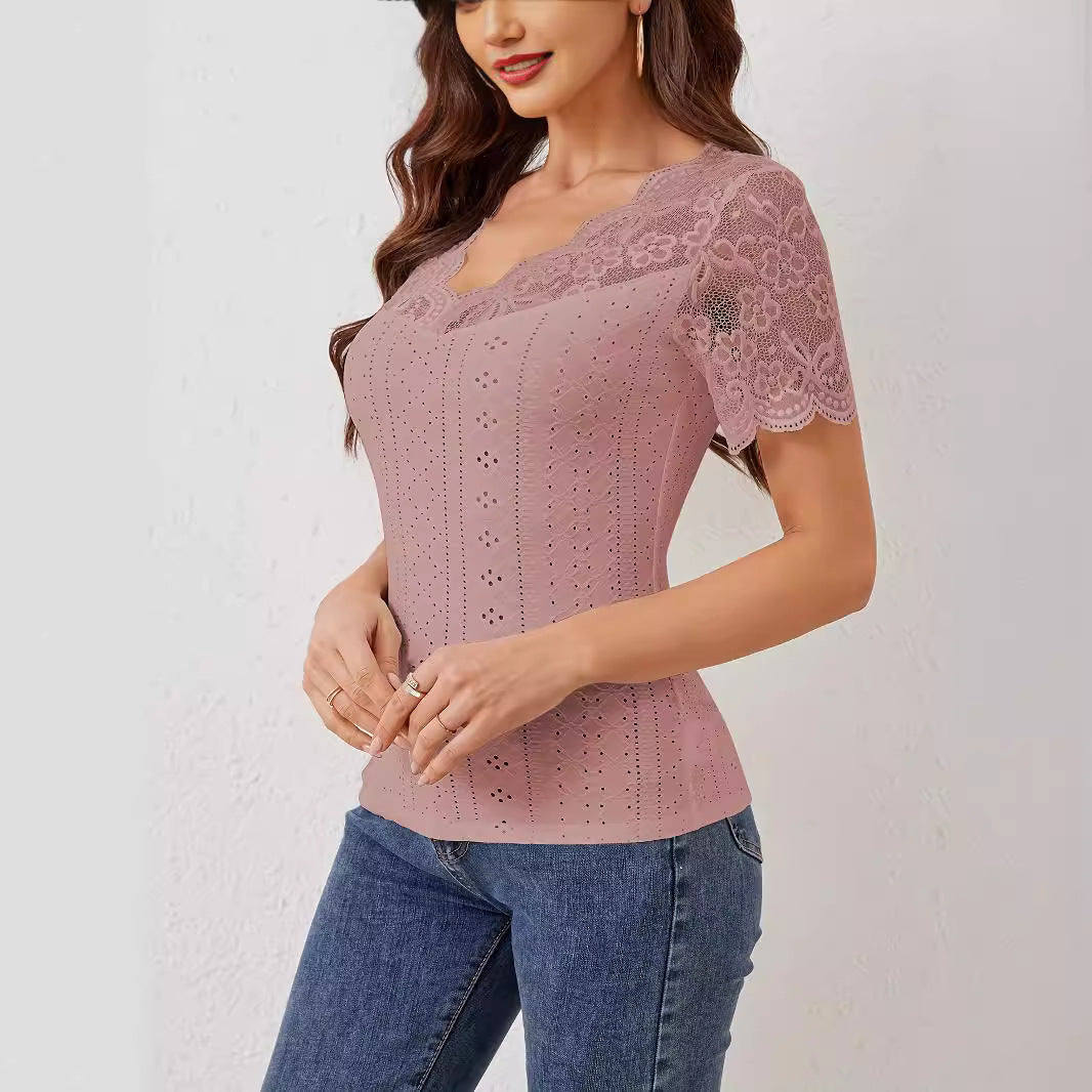 Damen Spitzen Bluse mit romantischen Details