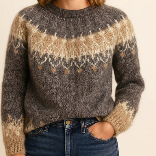 Damen nan kuscheliger Norweger-Strickpullover mit Stehkragen und Oversize-Passform Shop Nory