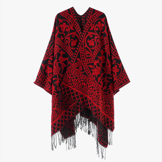 Damen Jacquard-Überwurf mit orientalischem Ornamentmuster und Fransensaum Shop Nory