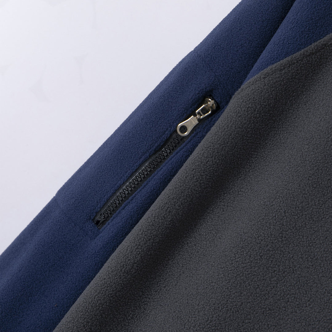 Herren nan Fleece-Pullover mit halbem Reißverschluss, Armfach und elastischen Bündchen Shop Nory