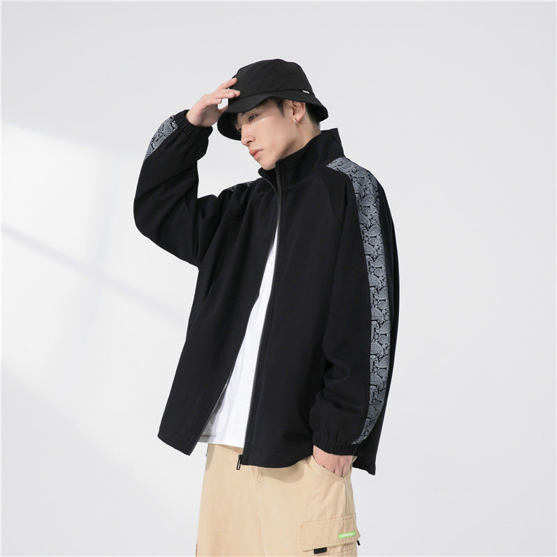 Herren Oversize Übergangsjacke mit Raglanärmeln, Stehkragen und elastischen Bündchen Shop Nory