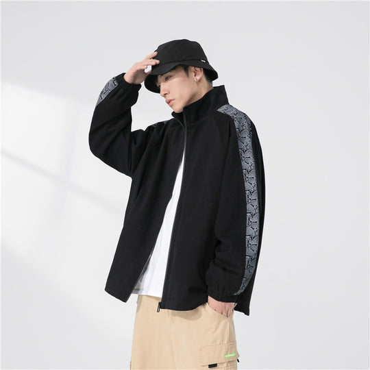 Herren Oversize Übergangsjacke mit Raglanärmeln, Stehkragen und elastischen Bündchen Shop Nory