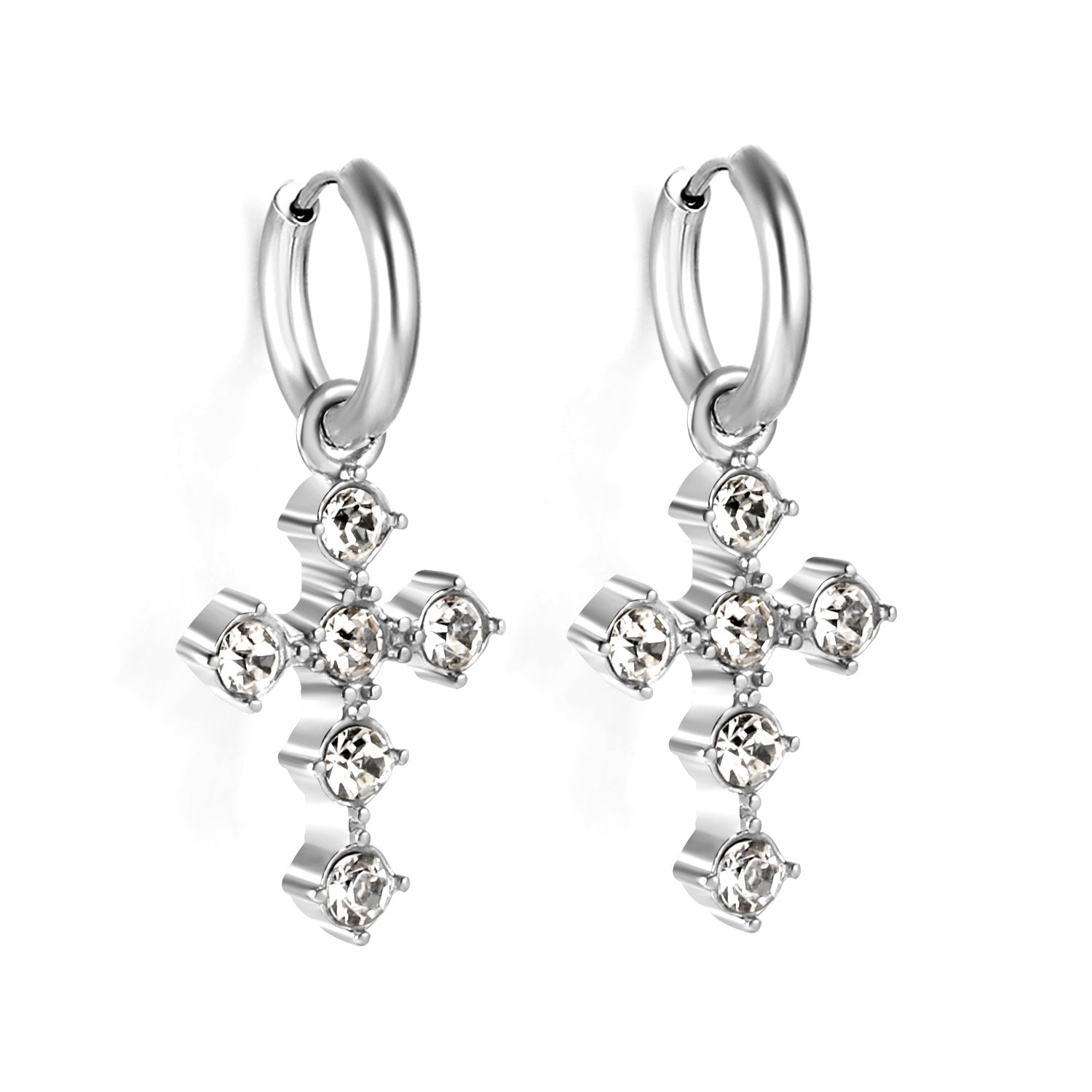 Damen Hängende Ohrstecker im Kreuzdesign mit funkelnden Zirkonia Shop Nory