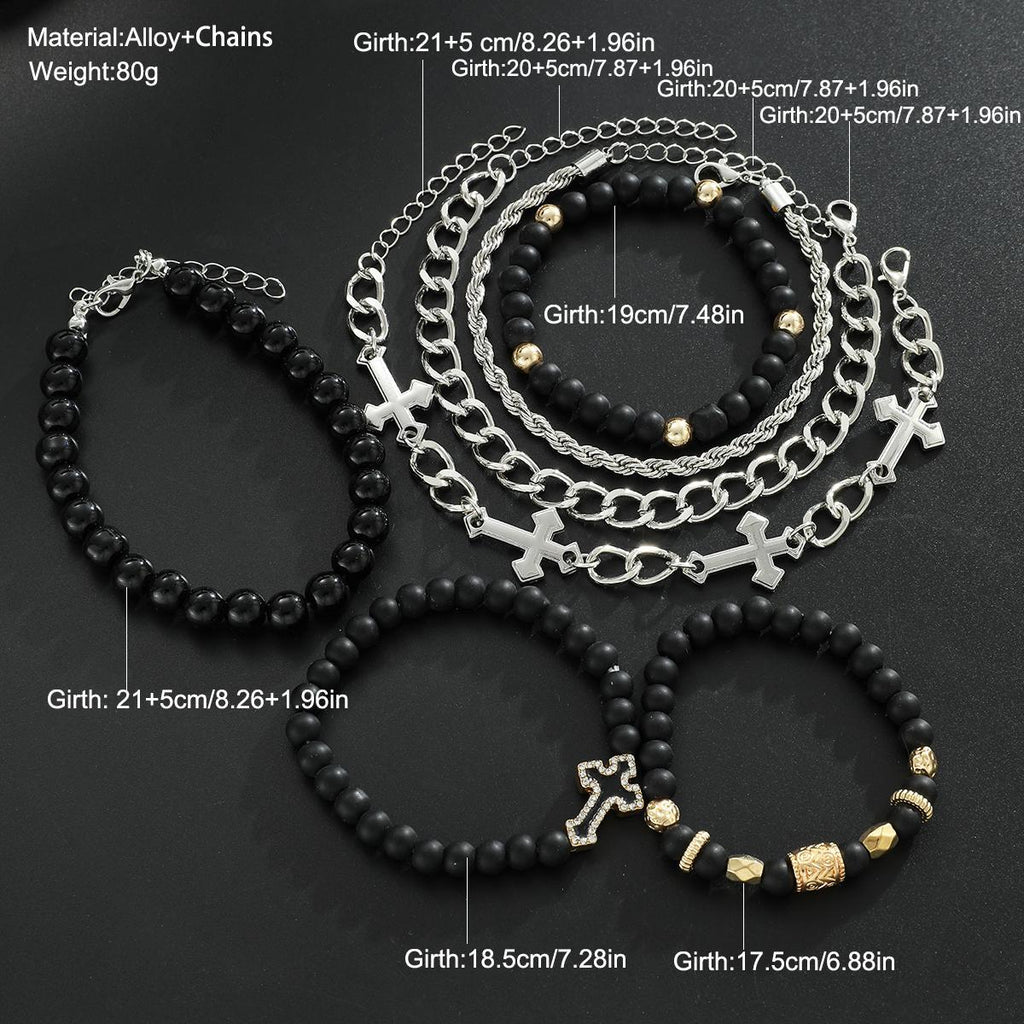 Damen Armband-Set mit modernen Kreuz- und Edelstein-Akzenten Shop Nory