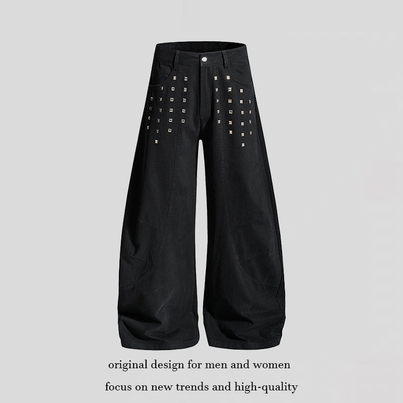 Damen Weite Culotte-Cargohose mit hohem Bund und Metallnieten, tiefer Schritt und aufgesetzten Taschen Shop Nory