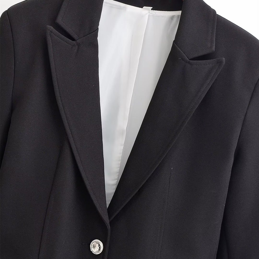 Damen Taillierter Ein-Knopf Business-Blazer mit Pattentaschen Shop Nory