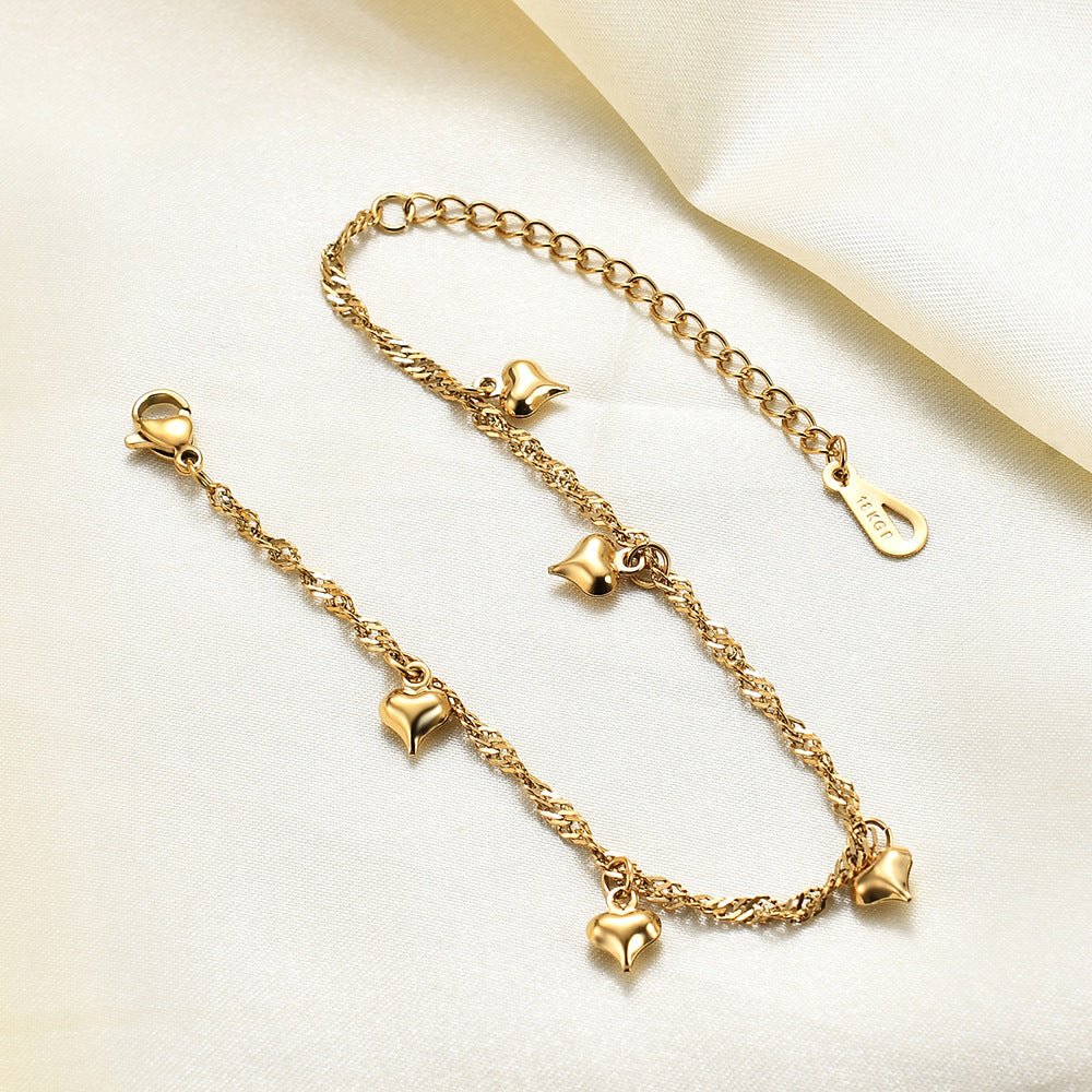 Damen Armband mit doppeltem Herzanhänger aus hochwertigem Edelstahl Shop Nory