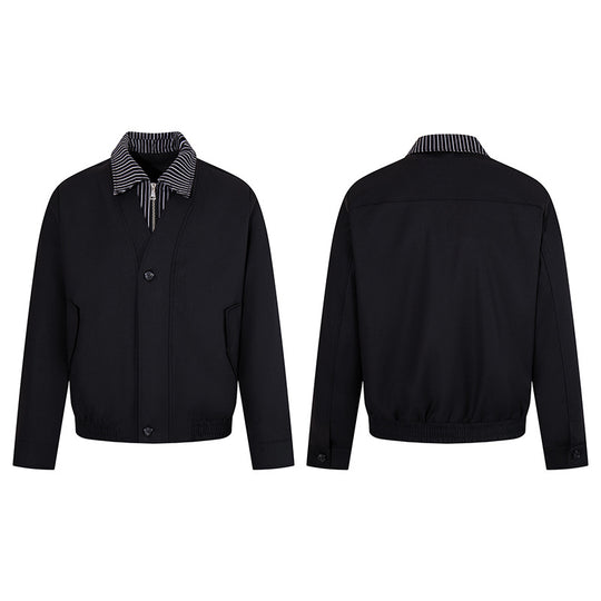 Herren Kurz geschnittene Blouson-Jacke mit gestreiftem Innenkragen, verdecktem Zweiwege-Reißverschluss und elastischem Saum Shop Nory
