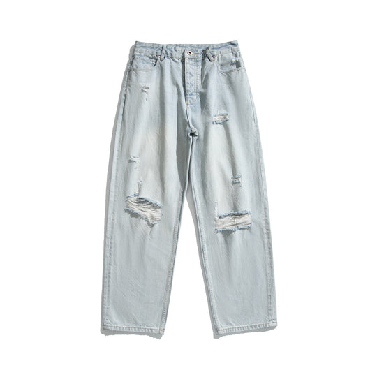 Damen High‑Waist Relaxed‑Straight Jeans mit Destroy‑Effekt und weitem Bein Shop Nory