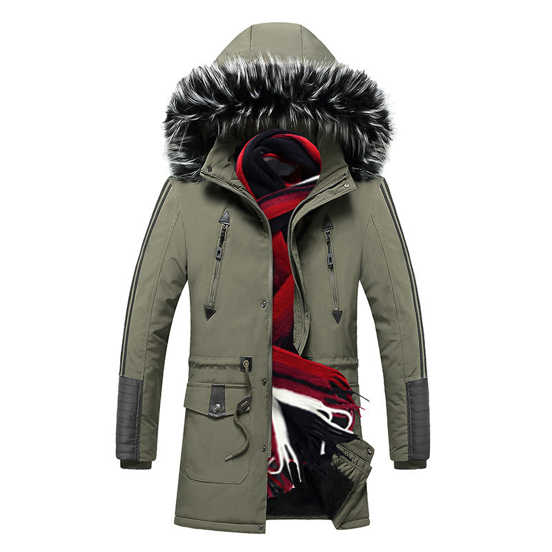 Herren langer Winterparka mit Kunstfellkapuze, wattierter Thermoisolierung und multifunktionalen Taschen Shop Nory