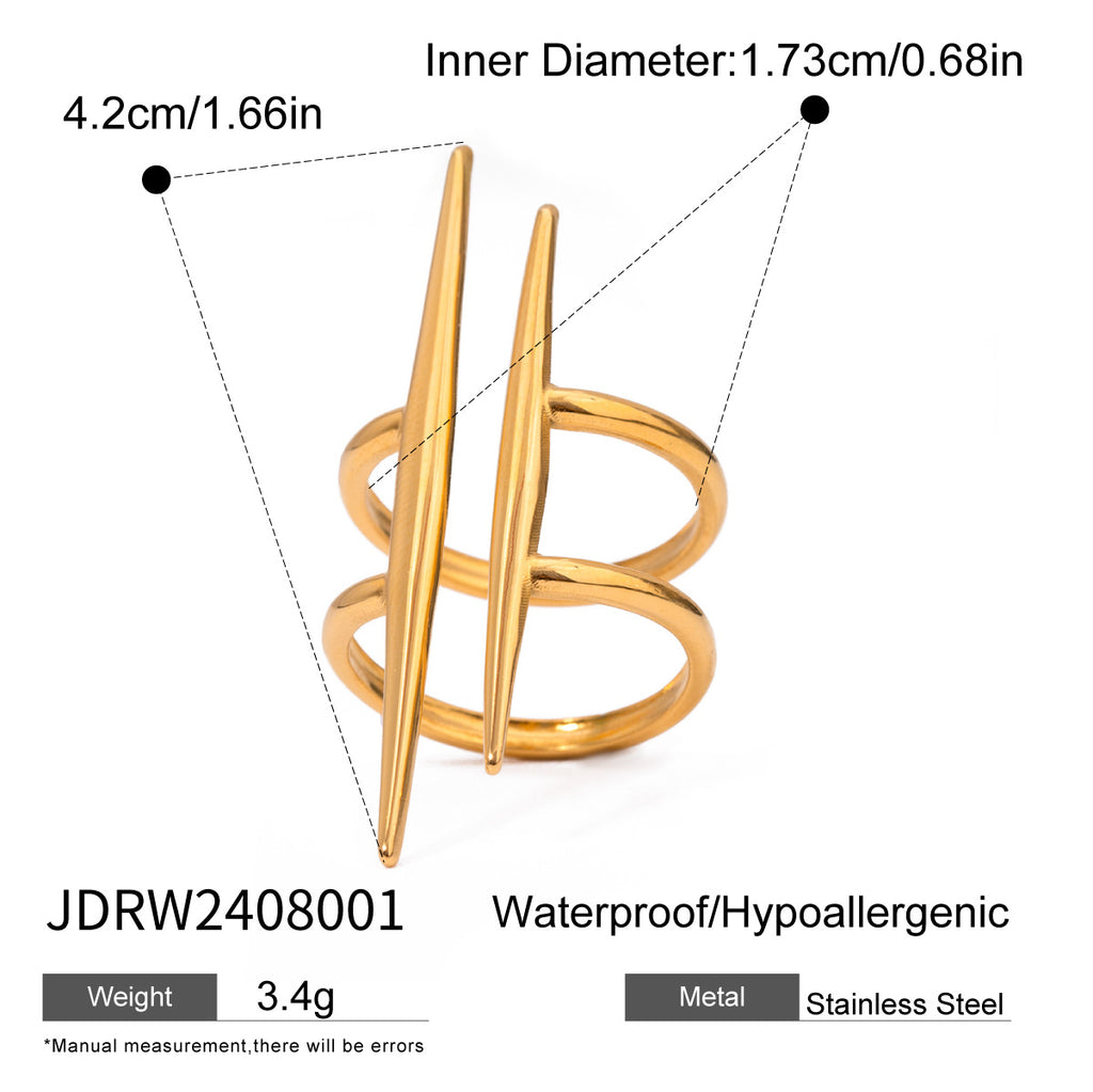 Damen Offener Ring mit modernem, zweifachem Design aus hypoallergenem Edelstahl Shop Nory