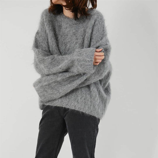 Damen Flauschiger Oversize-Pullover im Angora-Look mit kastiger Silhouette Shop Nory