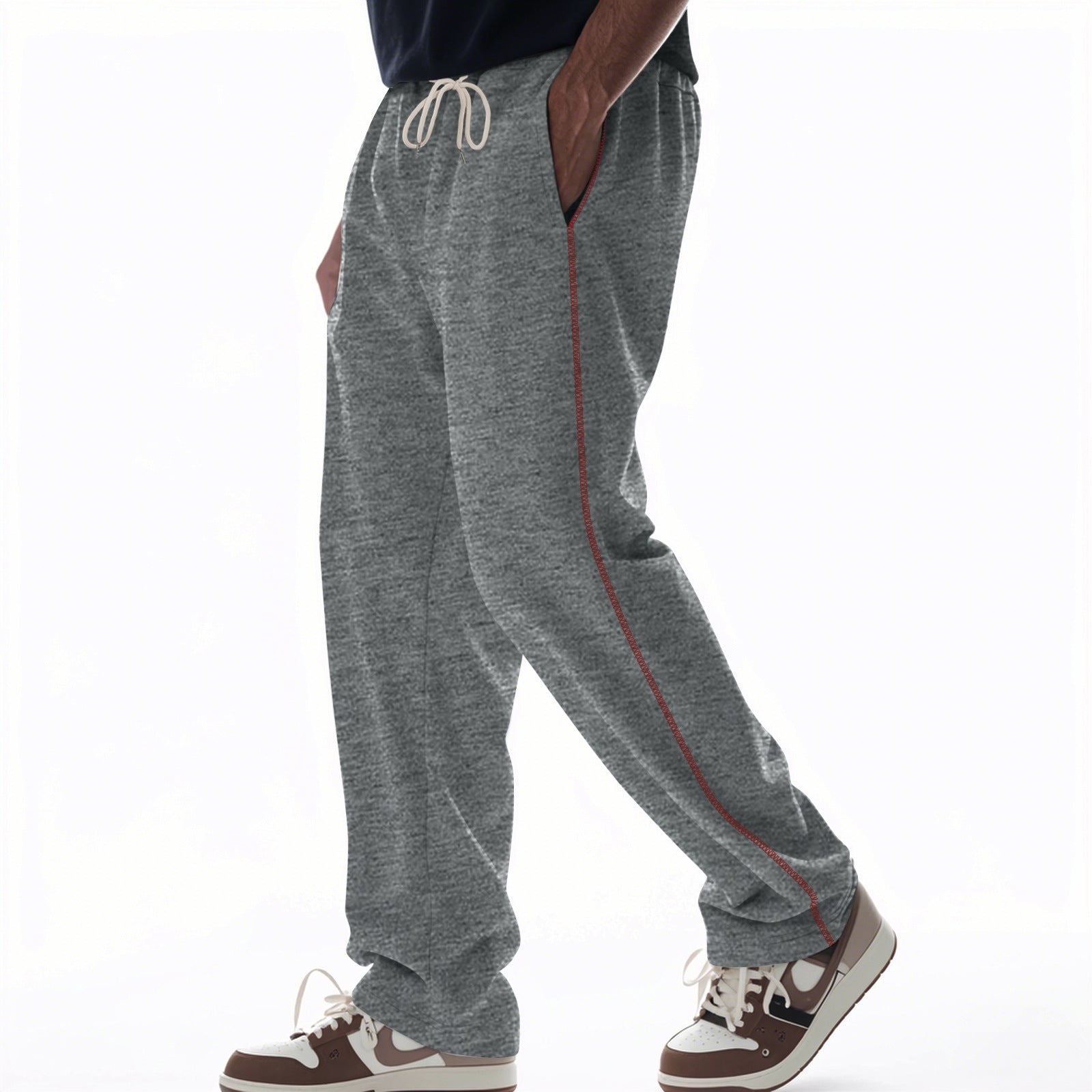 Herren bequeme Jogginghose mit Reißverschluss und seitlichen Taschen