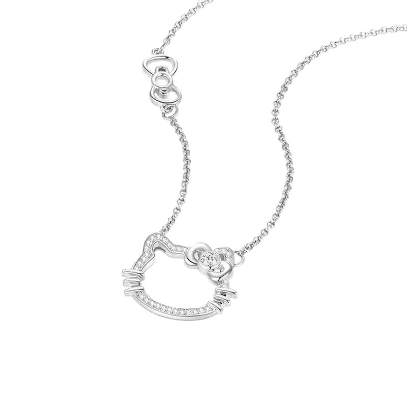 Damen Halskette mit verspieltem Katzenmotiv und Zirkonia Shop Nory