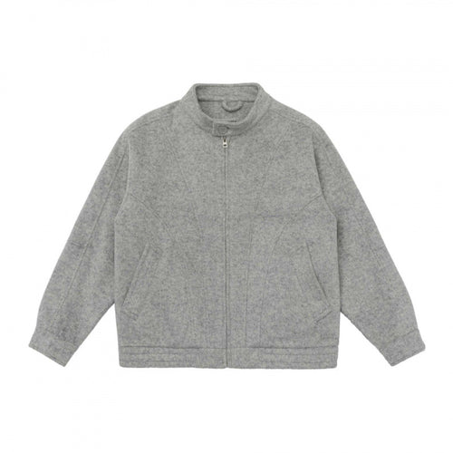 [Unisex] Boxy Wollmix-Zipjacke im Overshirt‑Stil mit kurzem Stehkragen Shop Nory