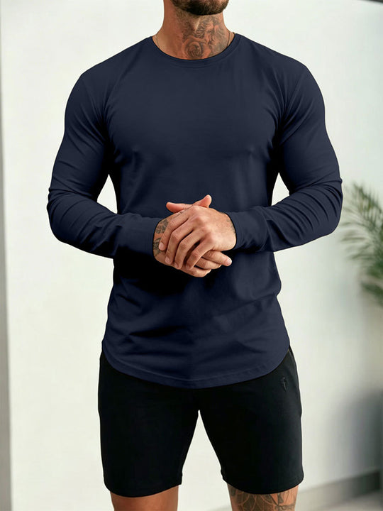 Herren Enganliegendes Langarm-Shirt aus Baumwollstretch mit Rundhals Shop Nory