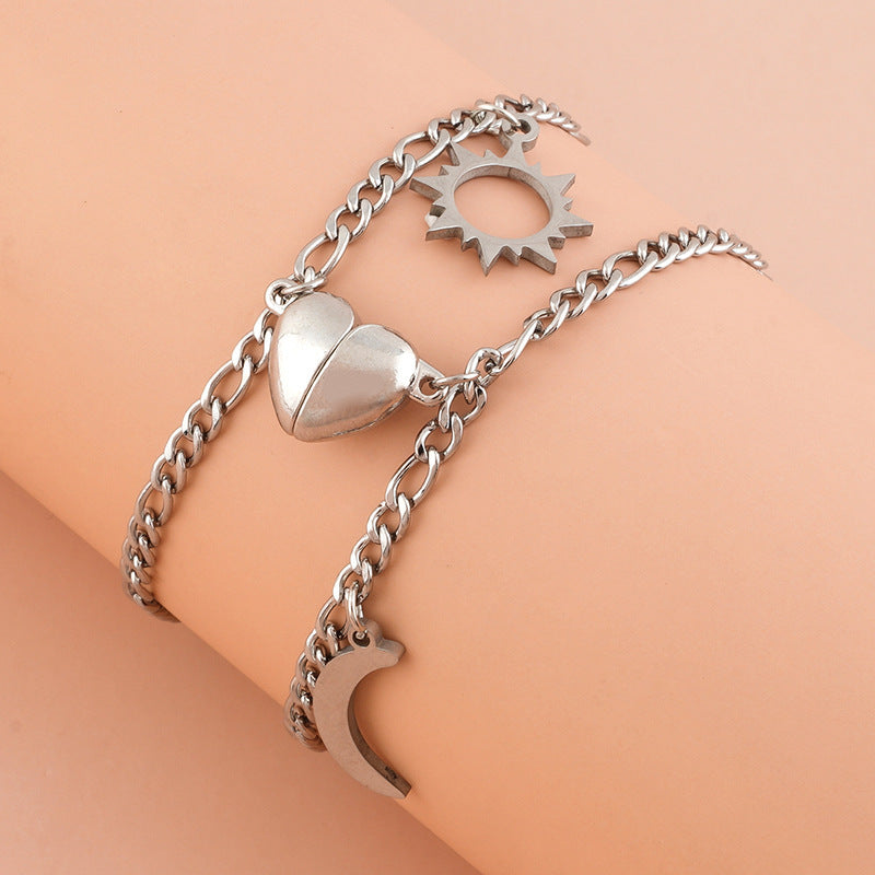 Damen Anklettes mit Mond- und Herzanhänger Shop Nory