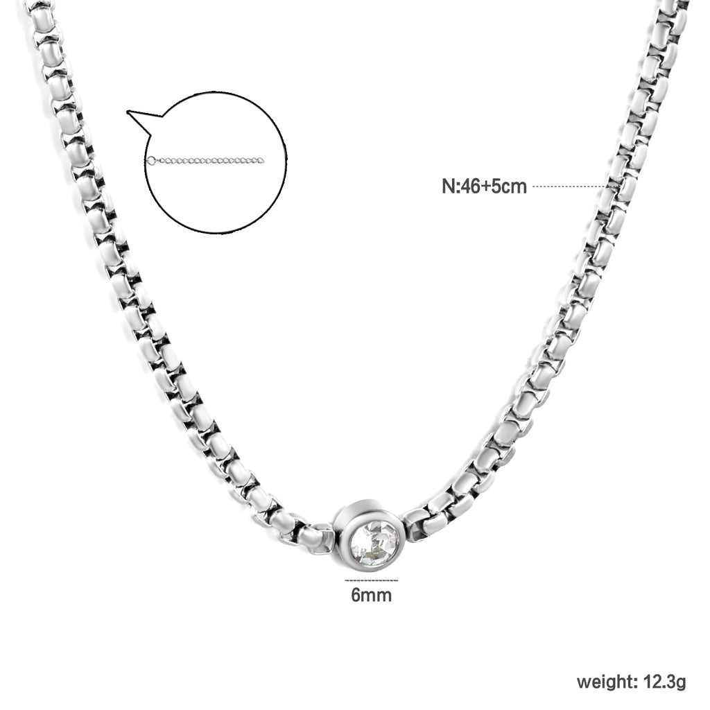 Damen Edelstahl Halskette mit funkelndem Zirkonia-Anhänger Shop Nory
