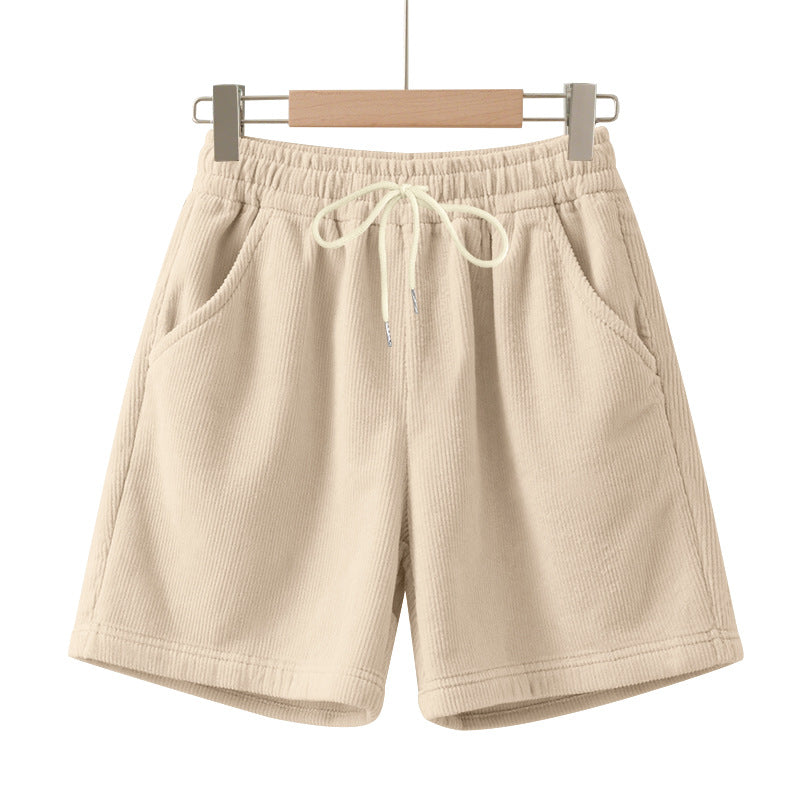 Herren nan gerippte Jersey-Shorts mit elastischem Bund, dekorativem Kordelzug und seitlichen Eingrifftaschen